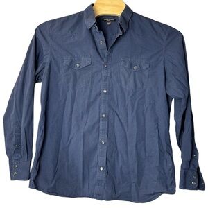 Banana Republic men’s shirt size XL Blue Black pearl snap front slim‎ fit